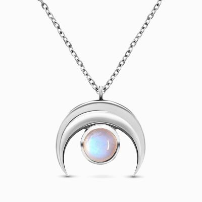 Moonstone Necklace - Crescent Moon
