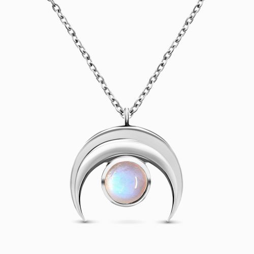 Moonstone Necklace - Crescent Moon