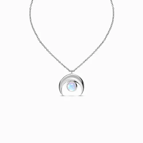Moonstone Necklace - Crescent Moon
