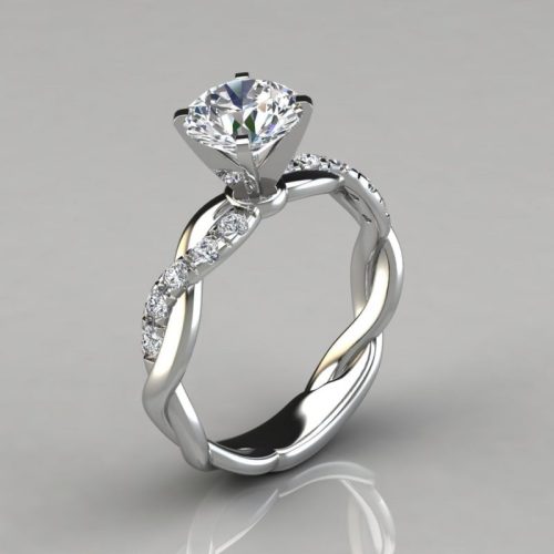 Twist Round Cut Moissanite Engagement Ring