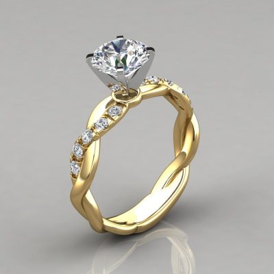Twist Round Cut Moissanite Engagement Ring