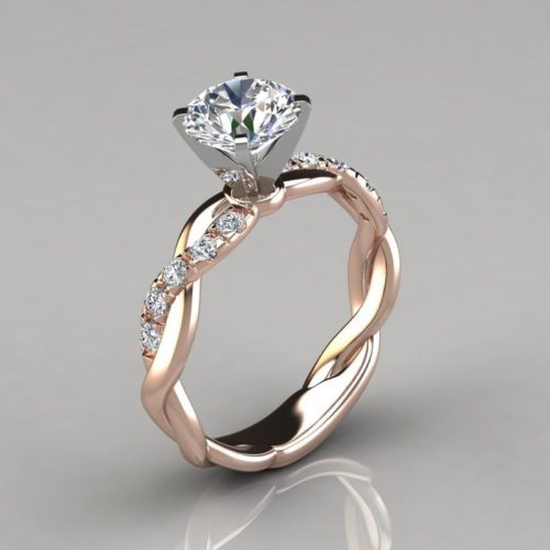 Twist Round Cut Moissanite Engagement Ring