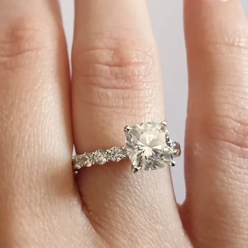 Twist Round Cut Moissanite Engagement Ring