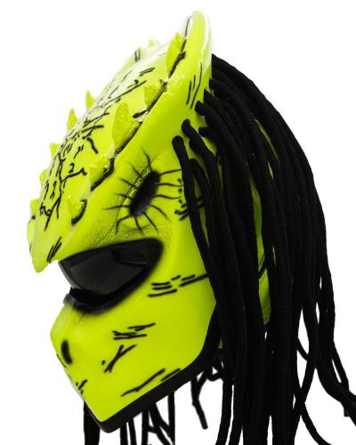 Hazard Yellow - Spiked Predator Motorcycle Helmet - DOT Approved