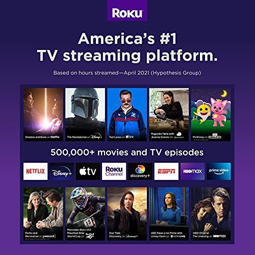 Roku Express 4K+ 2021 | 流媒体播放器 HD/4K/HDR 带流畅无线流和 Roku 语音遥控器 带电视控制,包括高级 HDMI 电缆