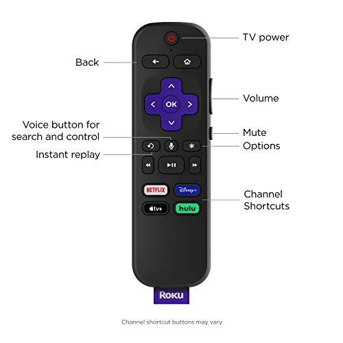 Roku Express 4K+ 2021 | 流媒体播放器 HD/4K/HDR 带流畅无线流和 Roku 语音遥控器 带电视控制,包括高级 HDMI 电缆