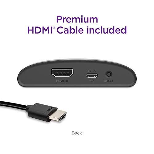Roku Express 4K+ 2021 | 流媒体播放器 HD/4K/HDR 带流畅无线流和 Roku 语音遥控器 带电视控制,包括高级 HDMI 电缆