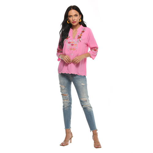 Women's Long Sleeve Embroidery Top Western Wear