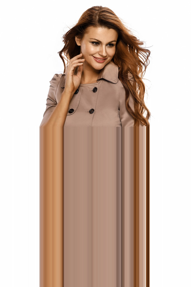 Fashion British Style Patchwork Pleated Lady Coat Dress
