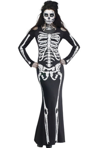 Long Skeleton Dress Adult Halloween Costume