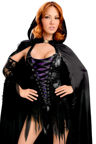 Vixen Vamp Party Dress with Cape and Sleeves