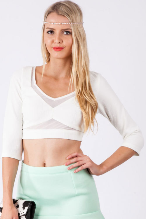 White Mesh Insert Cut Out Top