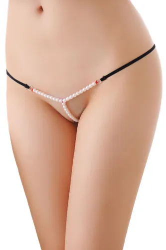 Black Sultry Pearl Trim G-string