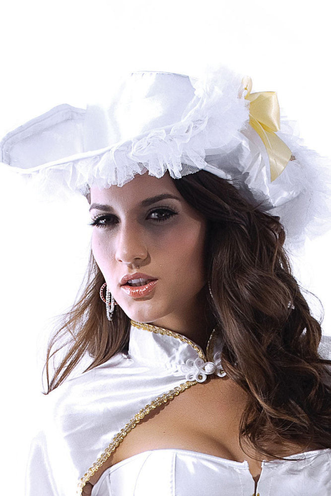 White Pirate Costume Hat with Cloak