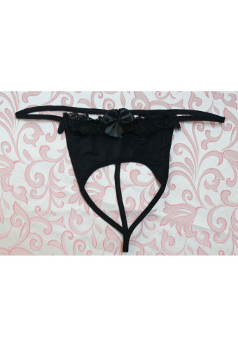 Black Sexy Crotchless French Maid G-String