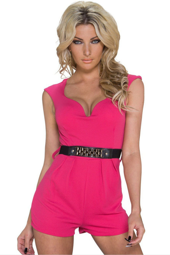 Classy Disco Pink Jumpsuit with Waistband