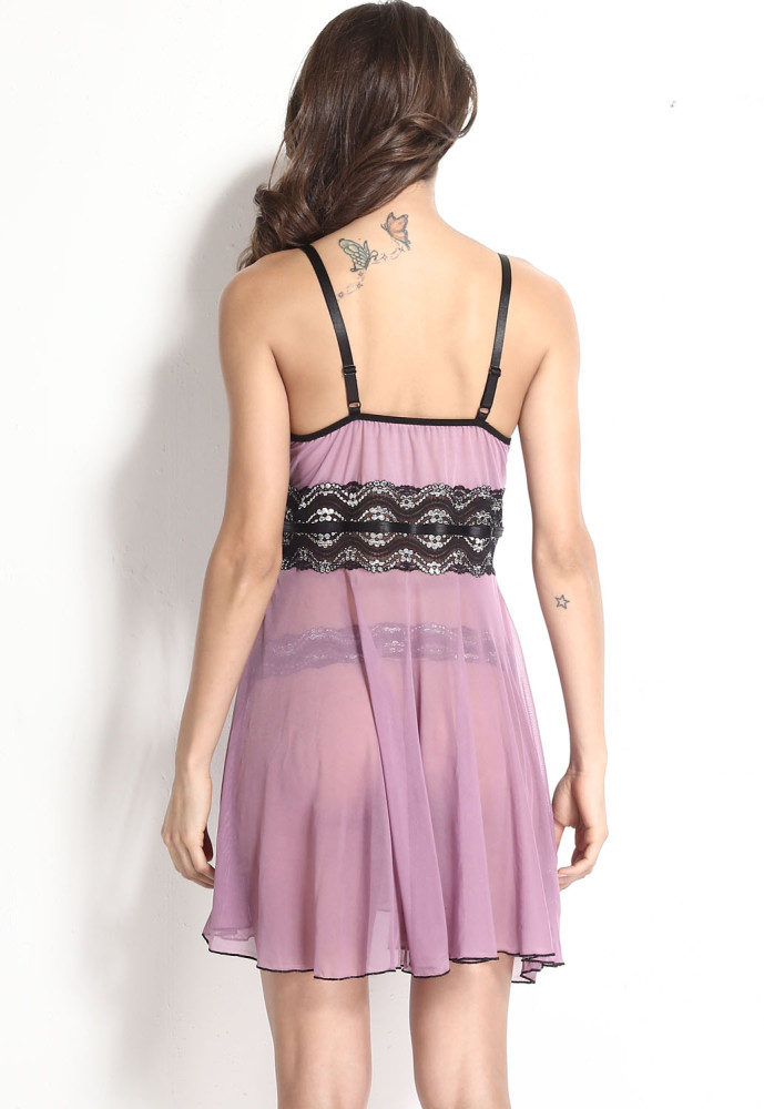 Mesh and Metallic Lace Babydoll