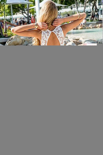 White Flirty Cutout Lace Tail Dress
