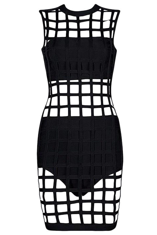 3件套黑色笼式绷带连衣裙