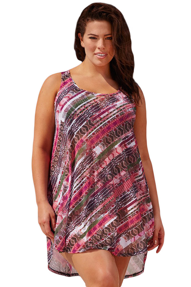 Reddish Boho Style Sheer Chiffon Beach Dress