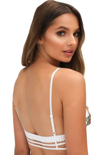 White Double Caged Rose Embroidery Bralette