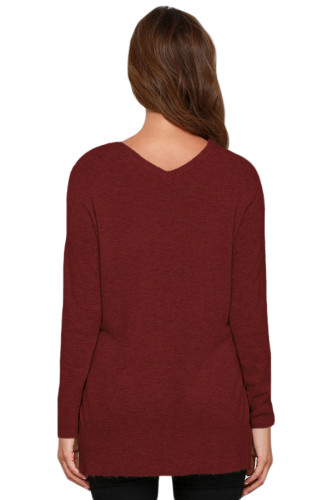 Heather Claret V Neck Sweater