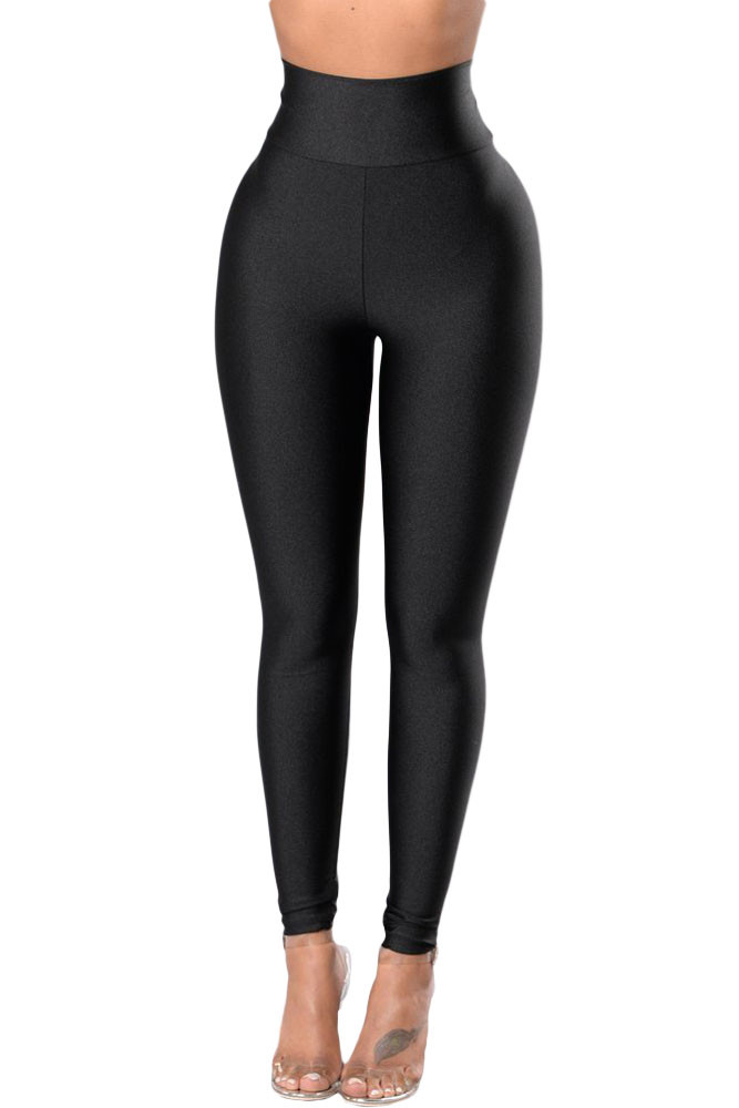 Black High Rise Tight Leggings with Waist Cincher