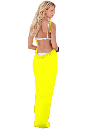 Yellow Greek Goddess Spaghetti Strap Sarong Beachwear