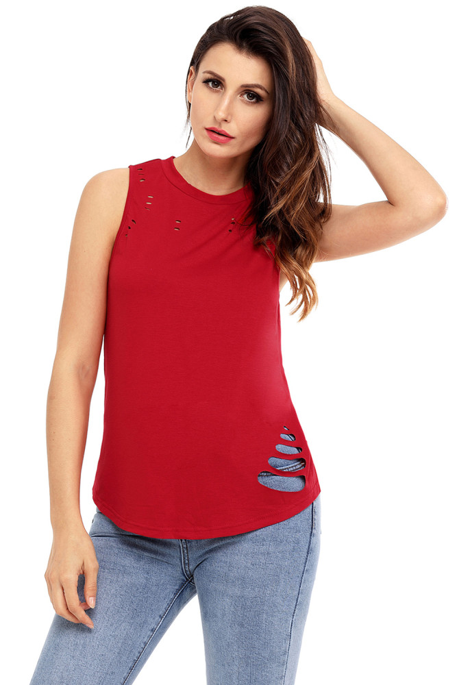 Wine Laser Cut Detail Tank Top