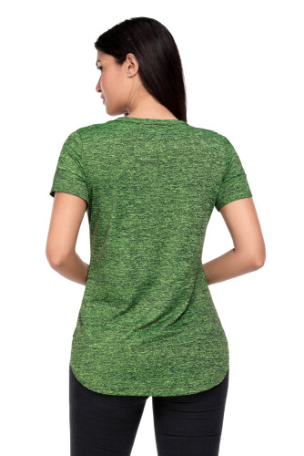 Green Crisscross Detail Short Sleeve T-shirt