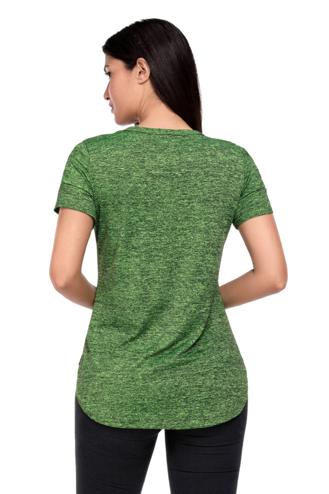 Green Crisscross Detail Short Sleeve T-shirt