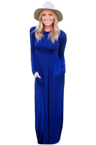 Prsale Volume 0.005 Blue Long Sleeve High Waist Maxi Jersey Dress