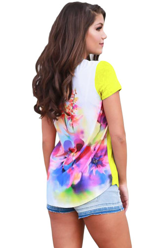 Floral Wonderland Yellow Short Sleeve Shirt