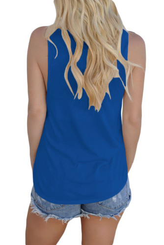 Blue Laser Cut Detail Tank Top