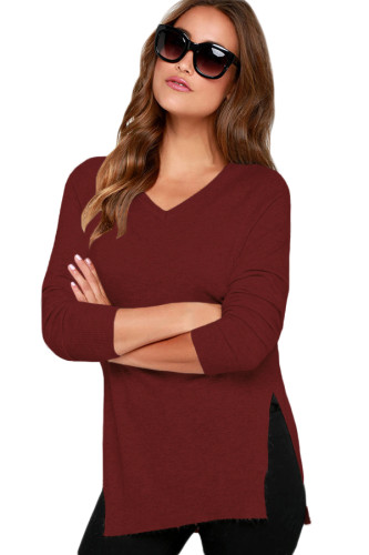 Heather Claret V Neck Sweater