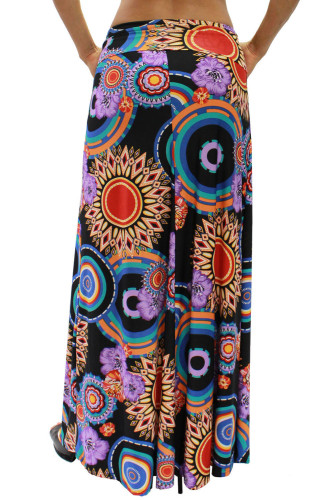 Vibrant African Print Black Maxi Skirt