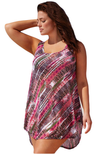 Reddish Boho Style Sheer Chiffon Beach Dress