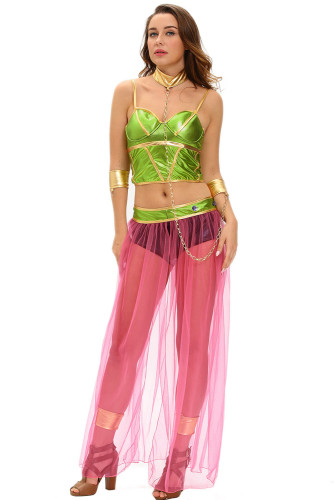 Green Pink 6pcs Slave Princess Costume