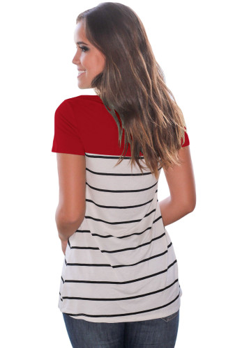 Red Splice Striped Short Sleeve T-shirt