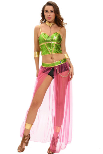 Green Pink 6pcs Slave Princess Costume