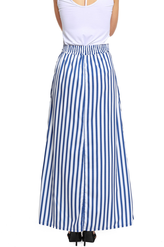 Light Blue Striped Maxi Skirt