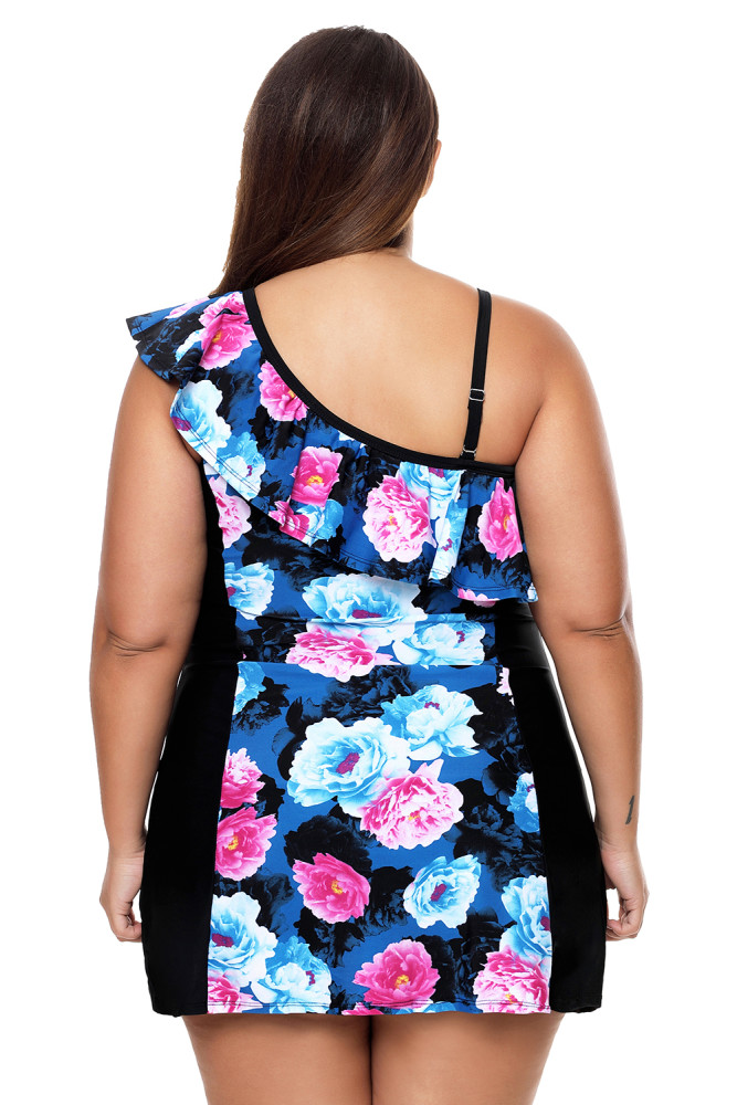 Chic Floral Print 1pc Swim Dress with Shorts