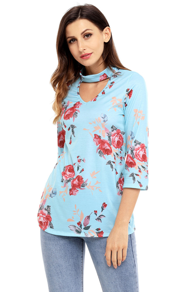 Floral Choker Top in Mint