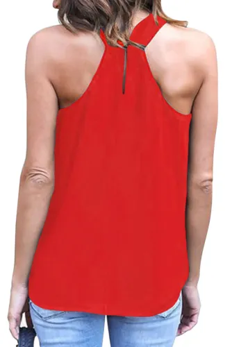 Red Athena Drape Wrapped Tank Top