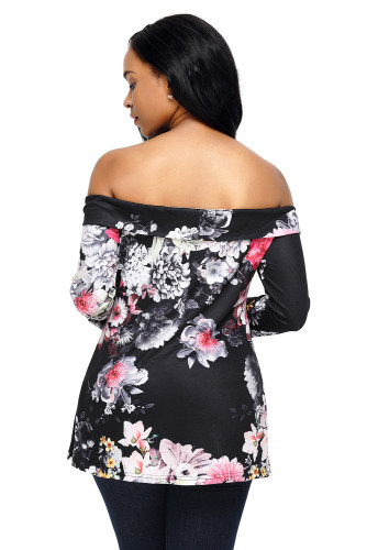 Dark Floral Off Shoulder Crisscross Top