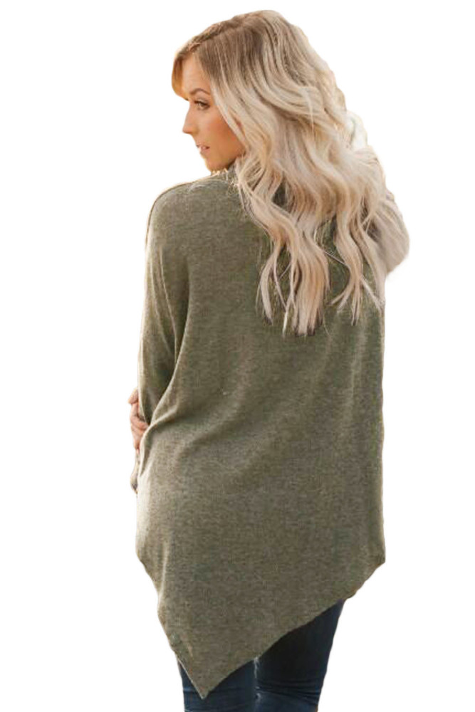 Coffee Soft Faux Poncho High Neck Sweater
