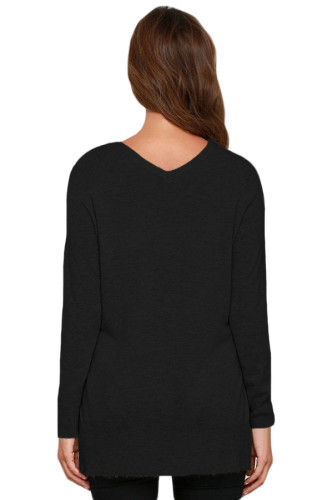Heather Black V Neck Sweater
