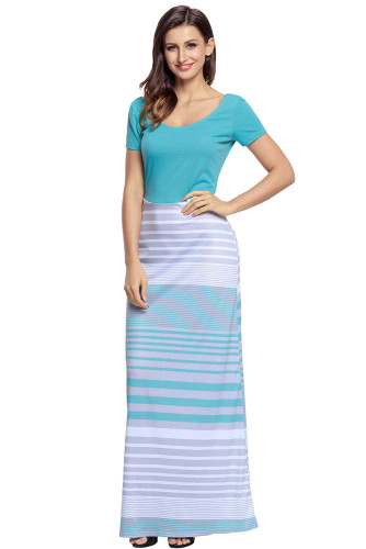 Turquoise Crisscross Back Muliticolor Maxi Dress