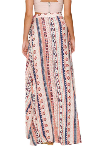 Ethnic Print Maxi Skirt Wrapped Beach Dress