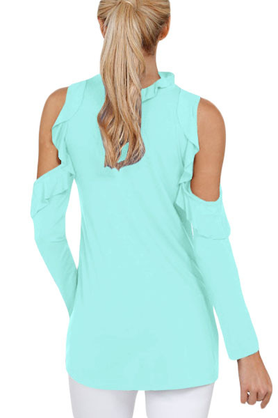 Green Cold Shoulder Ruffle Top